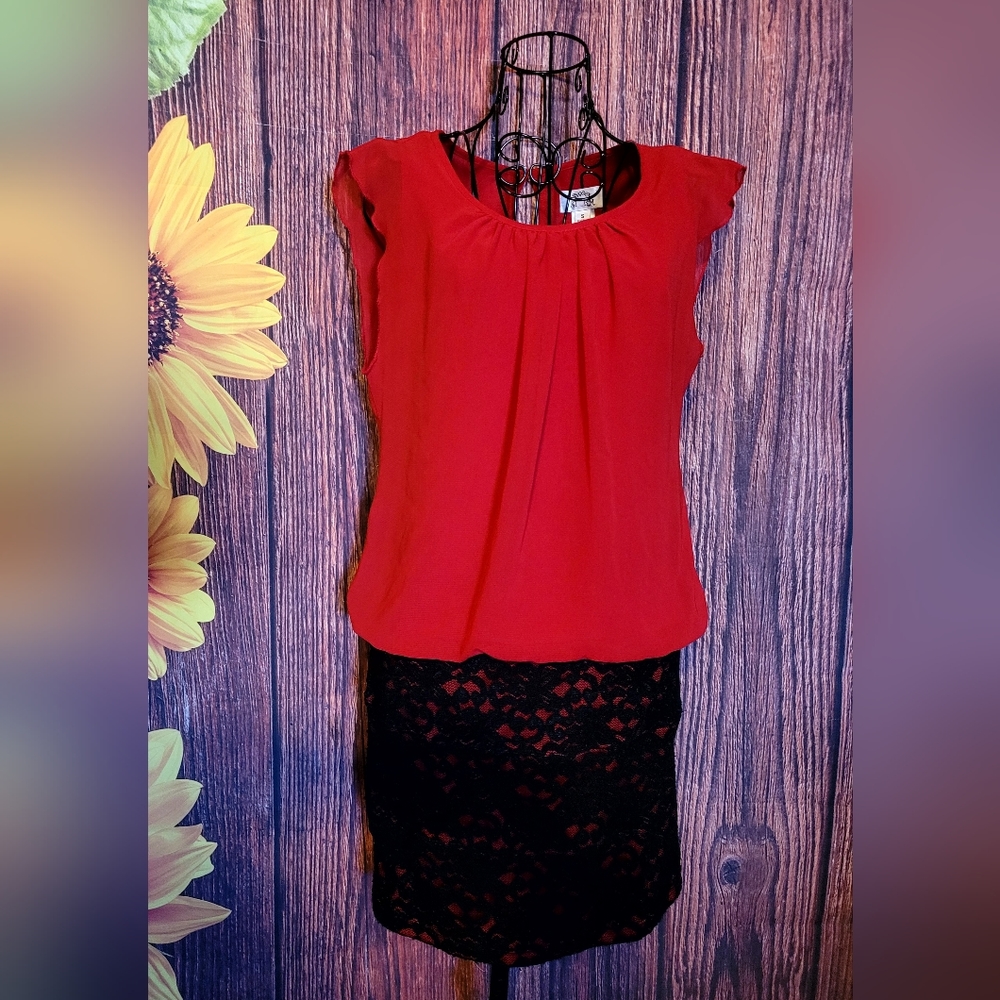 Sweet Storm Faux Chiffon and Lace Dress
